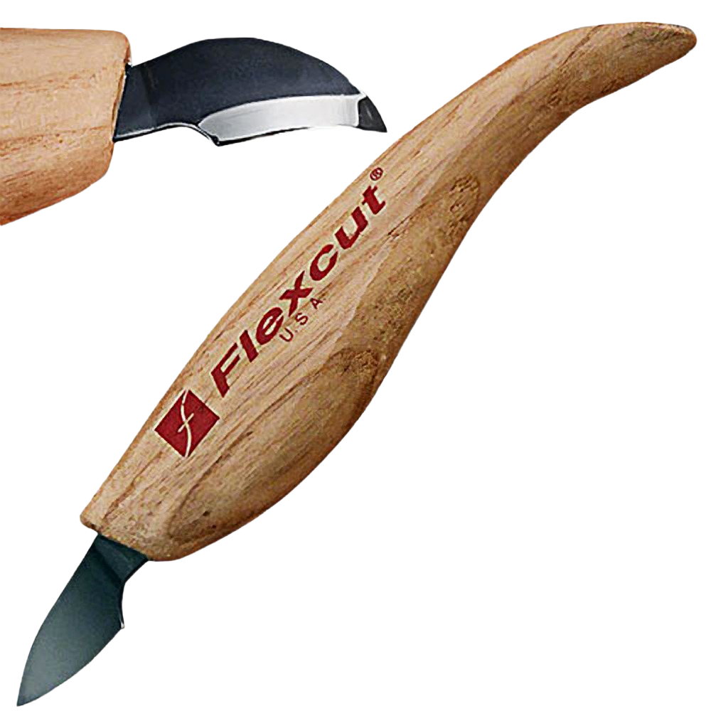 Right handed carving knife with curved blade and wooden handle for detailed woodworking and pyrography projects under $50