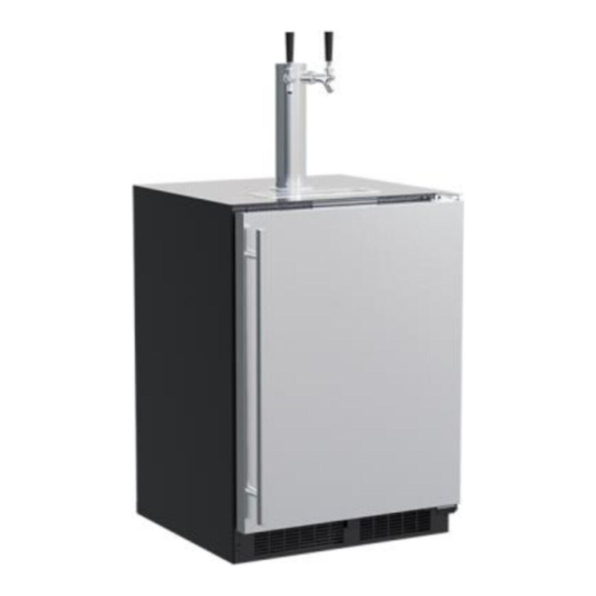 24" Dispenser, Twin Beer & Beverage Tap, Stainless Steel, Solid Door, Reversible Door