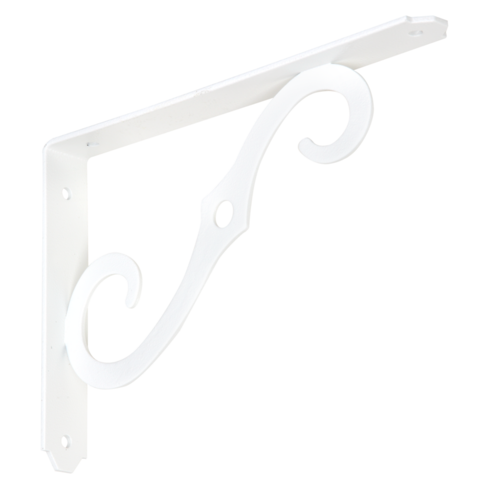 Antique white steel shelf bracket with decorative curved design for home improvement and plant hanging use