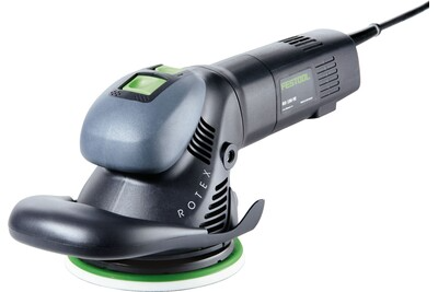 Black and green Festool multi-mode sander with ergonomic handle and dust extraction for tools and home improvement use
