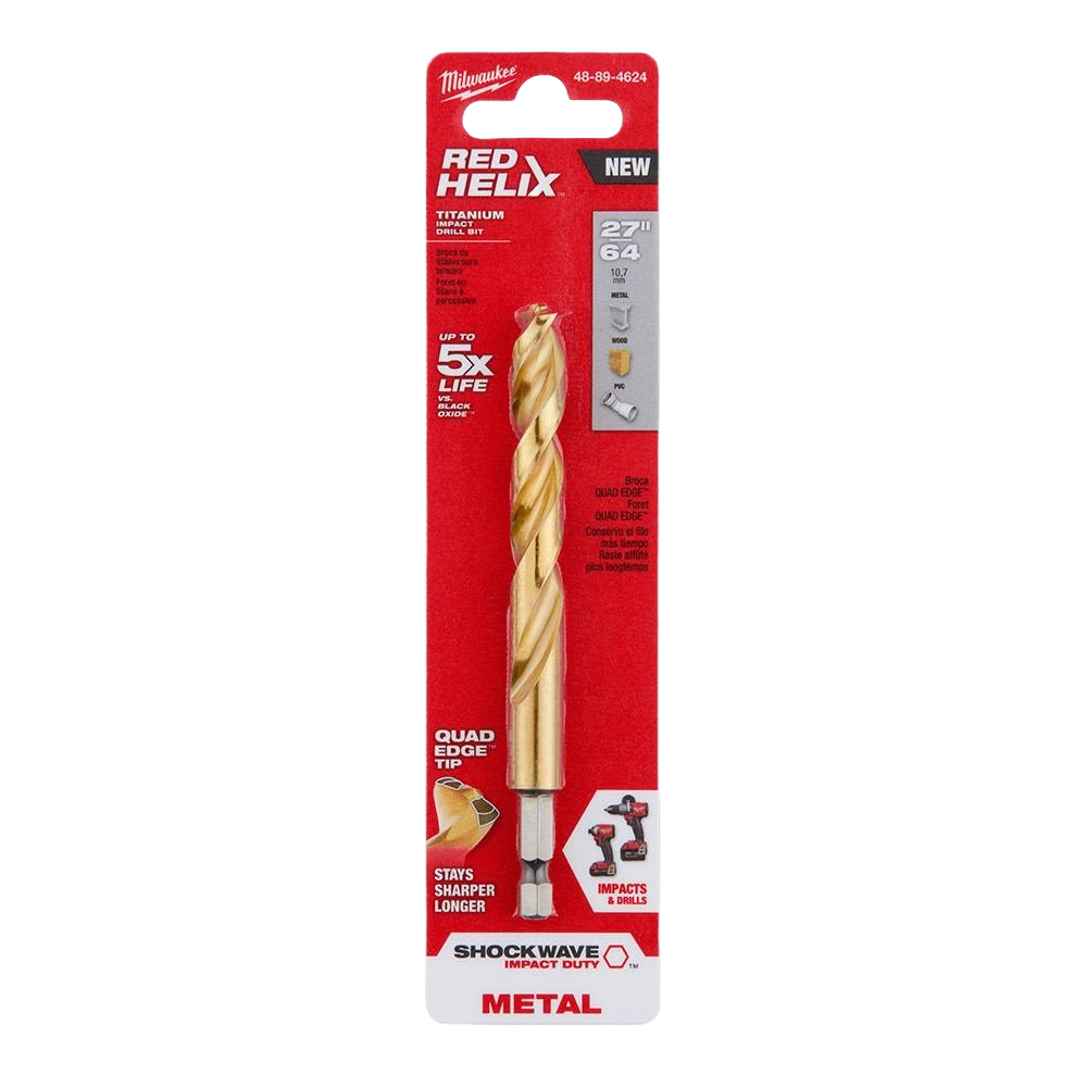 27/64" titanium drill bit with QUAD EDGE™ tip for metal drilling in Milwaukee power tool accessories under $50 collection