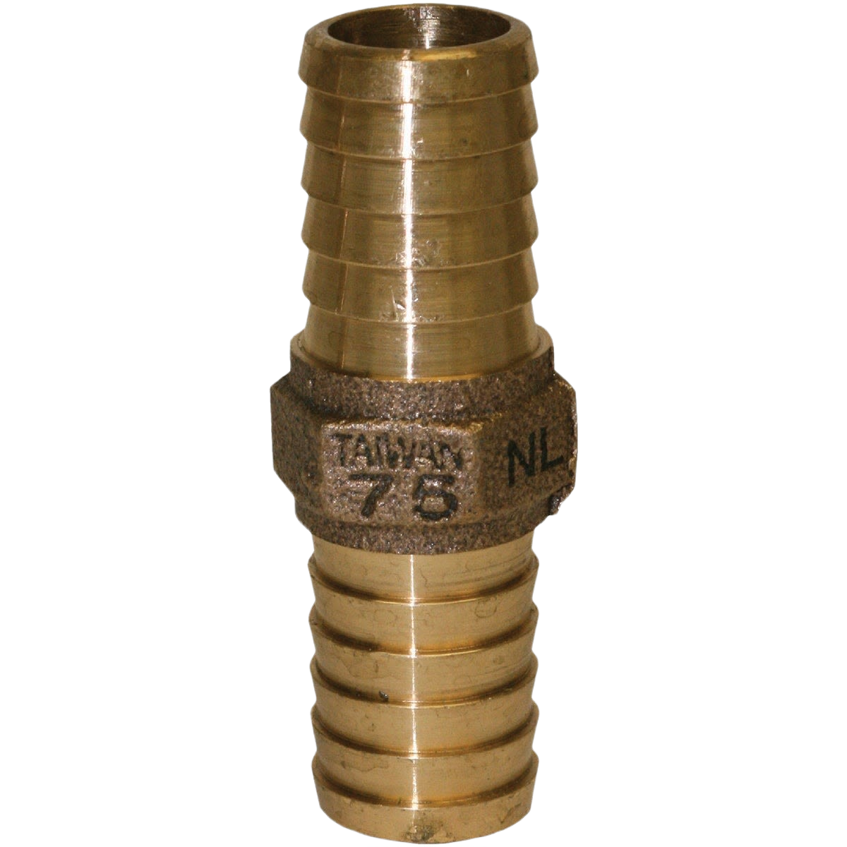 Low lead brass hose barb insert coupling with hex shoulder for polyethylene pipes in Pipes & Fittings plumbing collection
