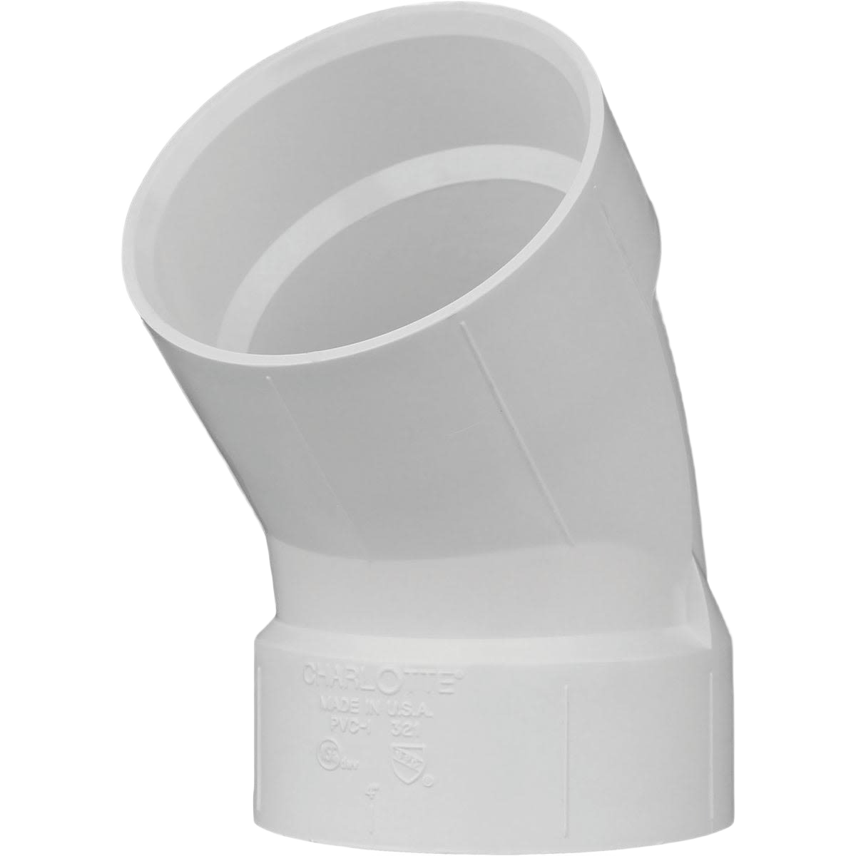 White short radius 45-degree PVC elbow for DWV plumbing in Pipes & Fittings and Under $50 collections