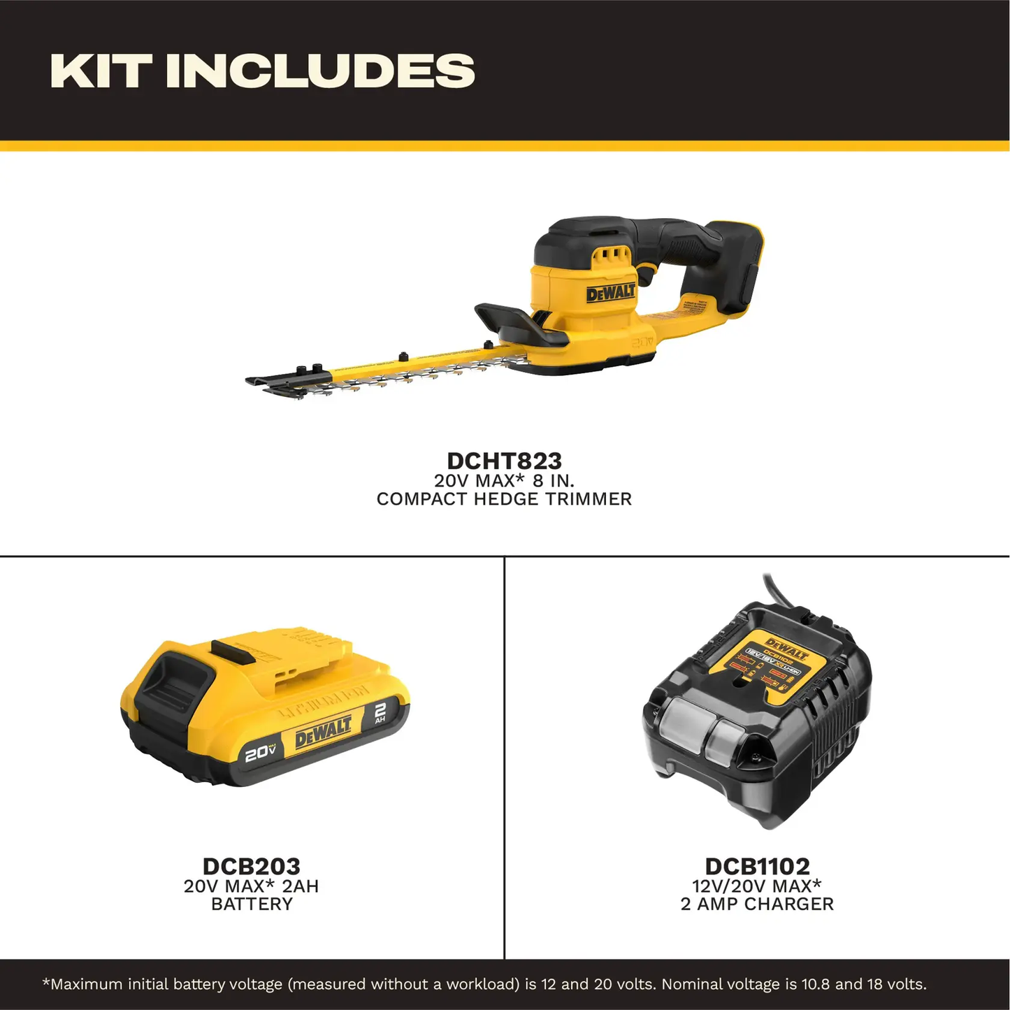 DEWALT 8" Compact Hedge Trimmer Kit