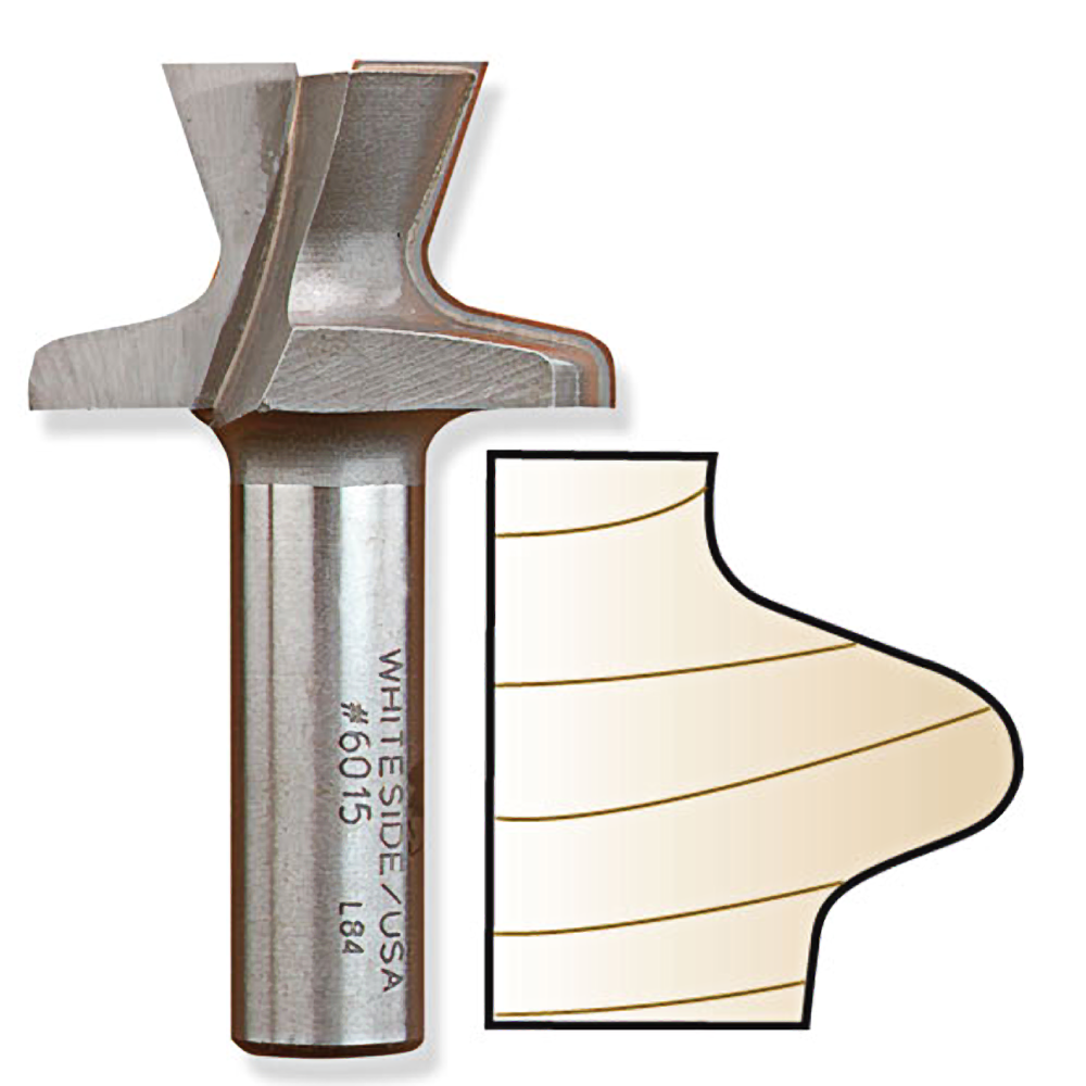 Reversible steel finger pull router bit with detailed profile for door edge finishing in tool accessory collections under $100