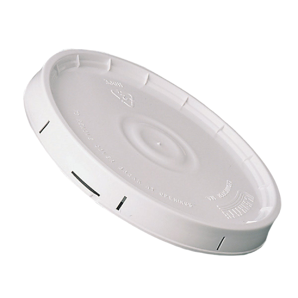 Durable white plastic lid designed to securely seal 5-gallon paint buckets for spill protection in home improvement collections