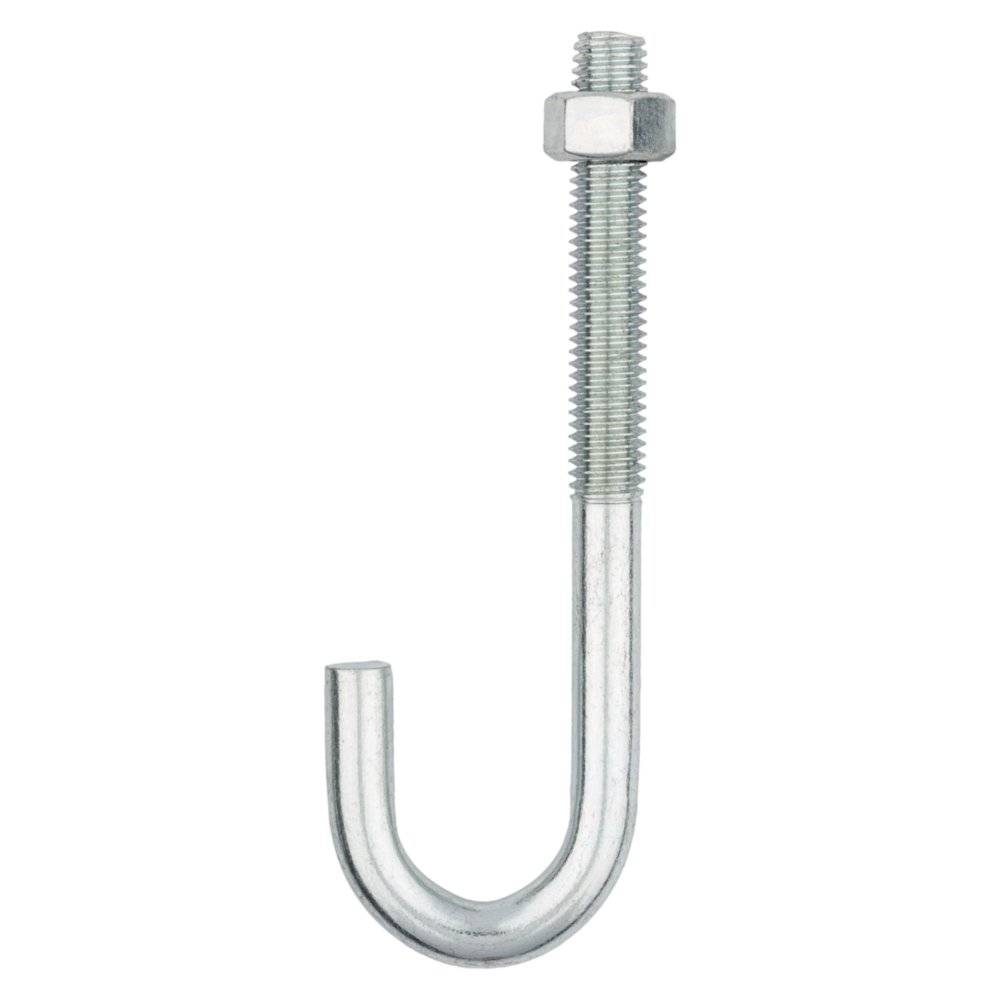 Zinc-plated J bolt with hex nut for hardware, fasteners, bolts, and lumber building materials under $50 collections