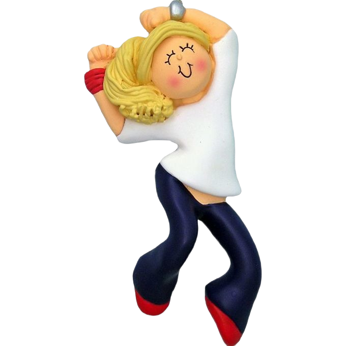 Blonde female hip hop dancer figurine in white top and navy pants for Christmas Ornaments & Tree Decorations under $50 collection