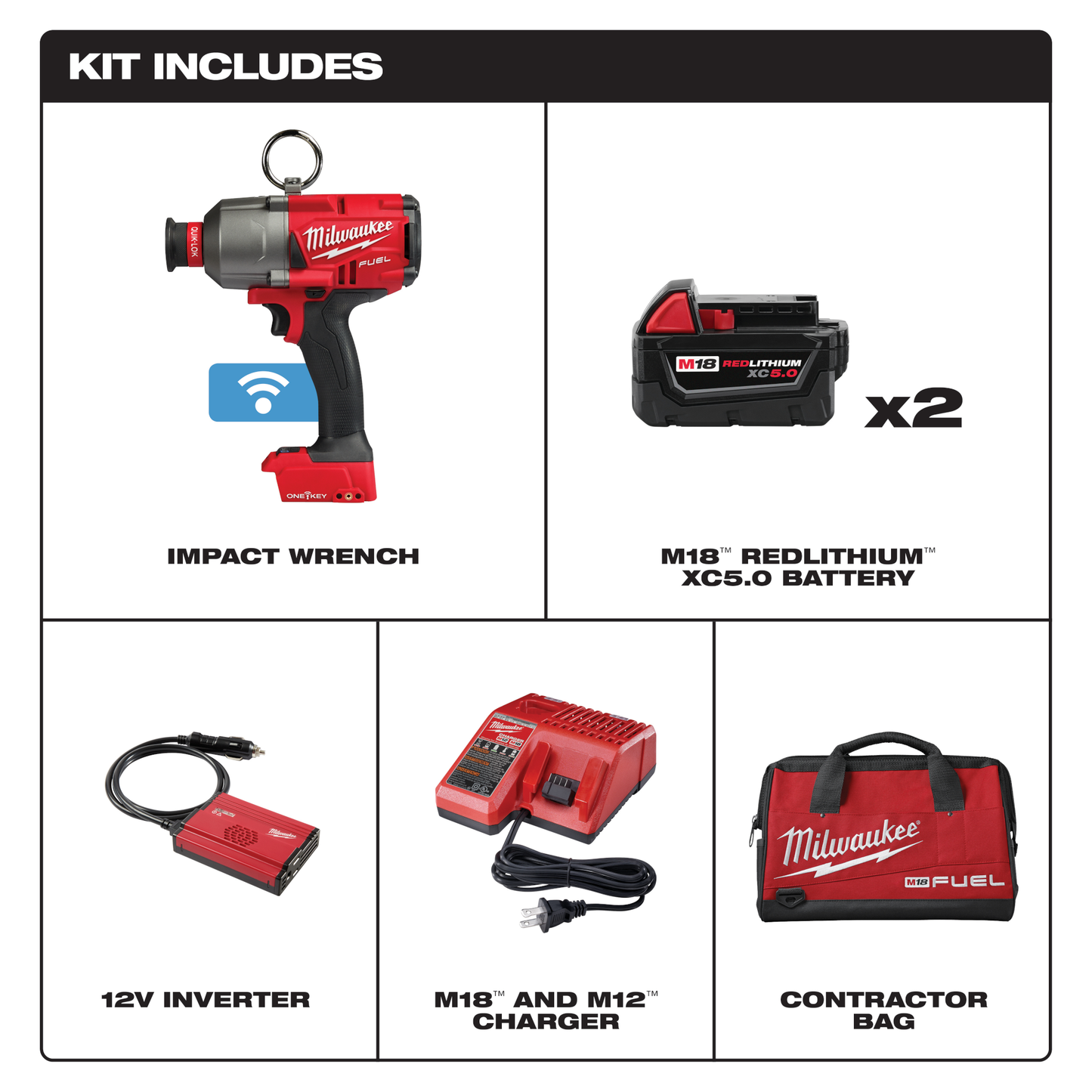 Milwaukee M18 FUEL™ 7/16" Hex Utility HTIW w/ ONE-KEY™ Kit