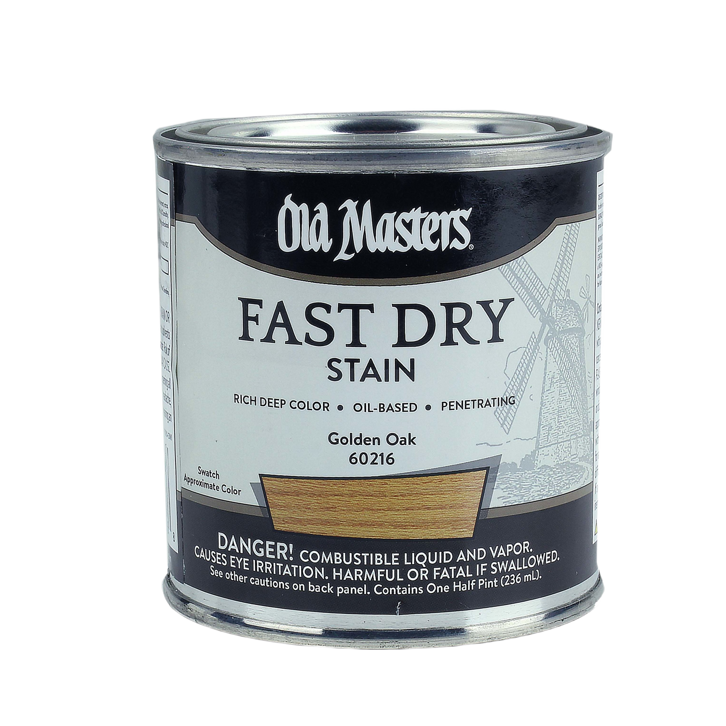 Quart can of oil-based golden oak fast dry stain for interior wood finishing in stains and sealers collections
