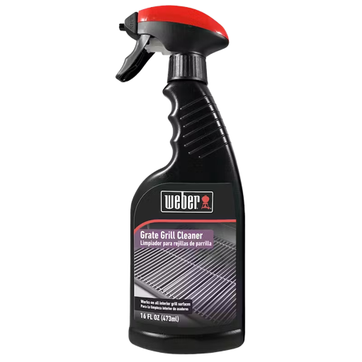 Black spray bottle with red trigger labeled for grill grate cleaning in outdoor living and cleaning supplies collections