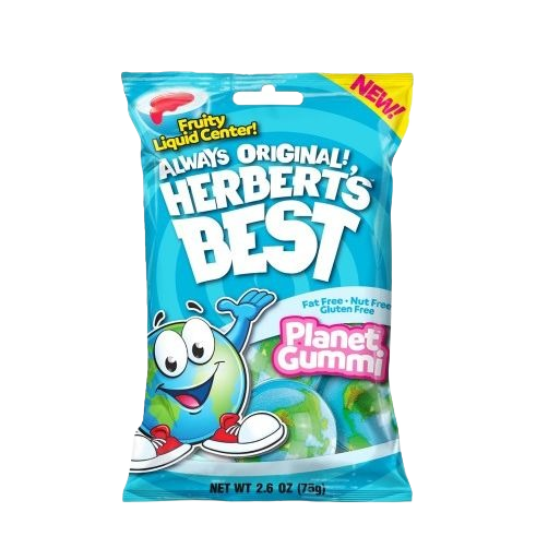 Bright blue bag of fruity liquid center planet-shaped gummy candies from Chocolates & Candies collection under $25