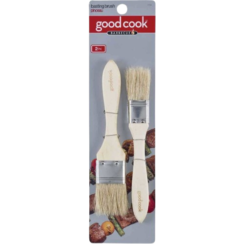 Two-piece set of wooden-handled natural bristle pastry brushes for cooking and baking under $50 kitchen utensils