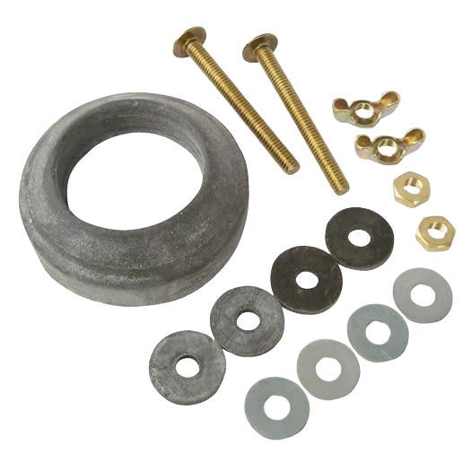 Extra thick sponge gasket with brass tank bolts, wing nuts, and washers for toilet repair and plumbing parts collection