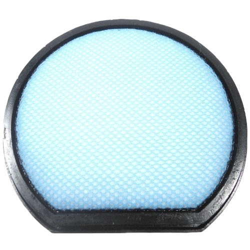 Round blue rinsable filter with black frame designed for vacuum cleaner maintenance and home improvement use
