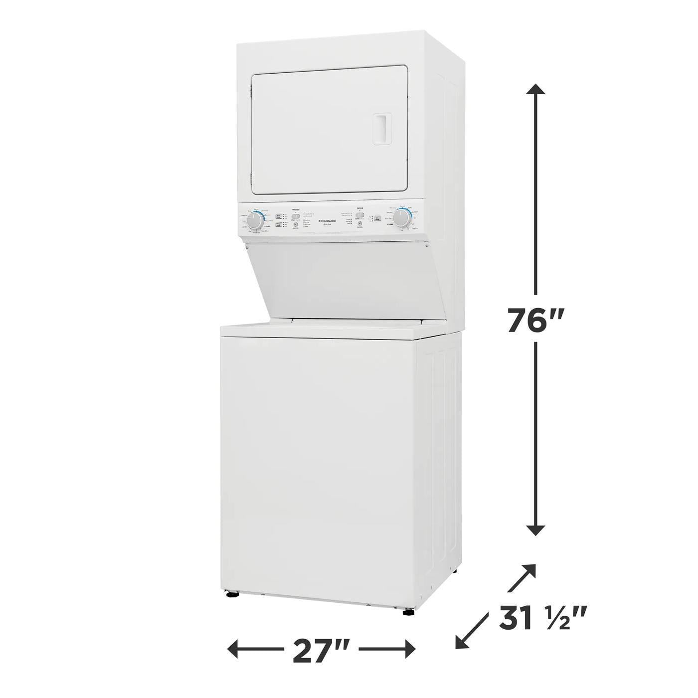 Electric Long Vent Stacked Laundry Center - 3.9 Cu. Ft Washer and 5.5 Cu. Ft. Dryer