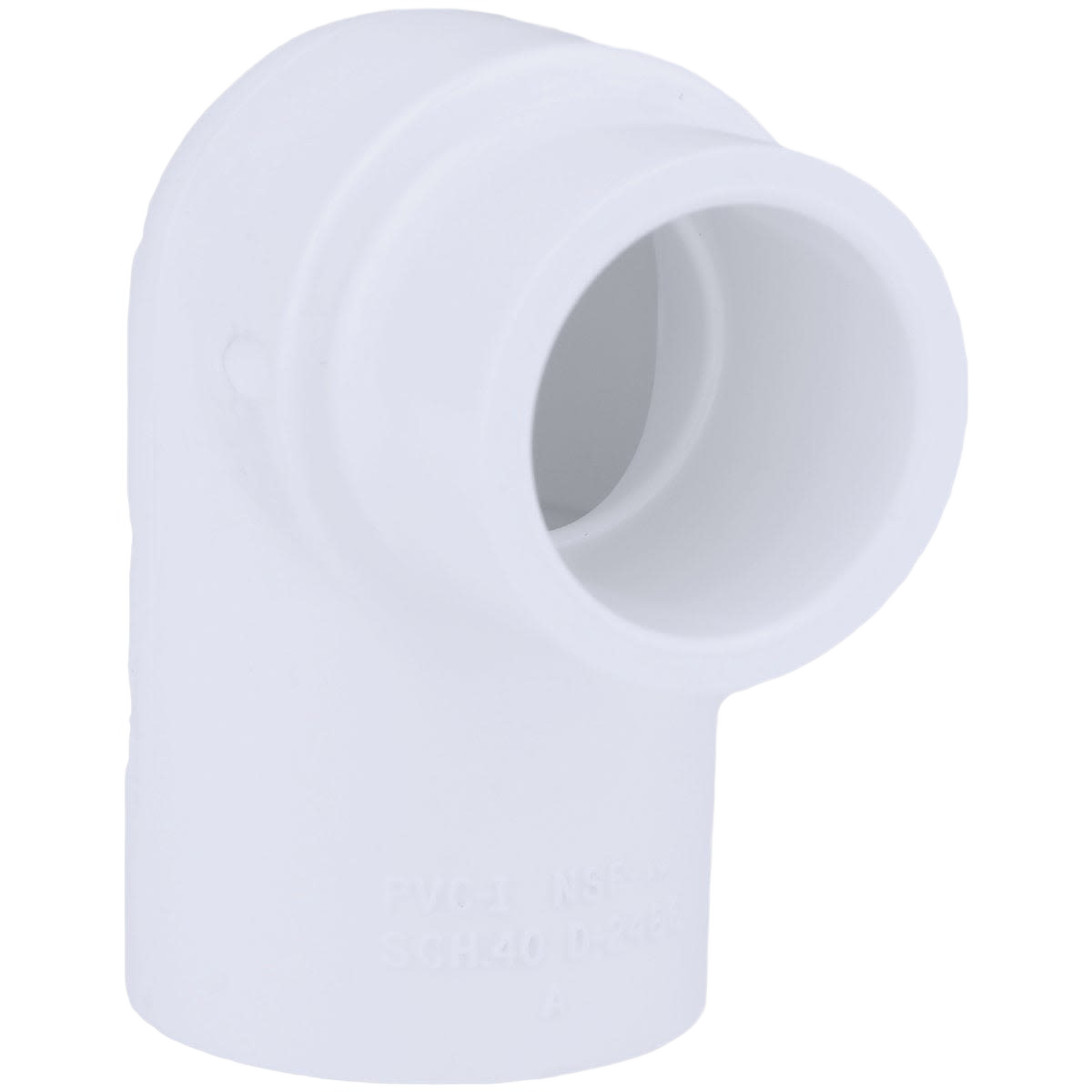 White PVC 90-degree reducing elbow fitting for plumbing in Pipes & Fittings and Home Improvement collections