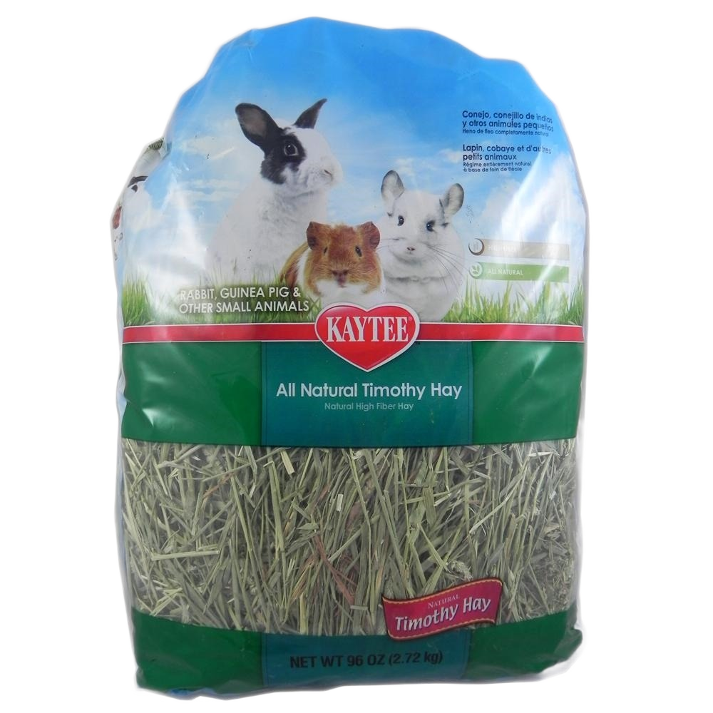Bag of natural high fiber Timothy hay for small animals including rabbits and guinea pigs