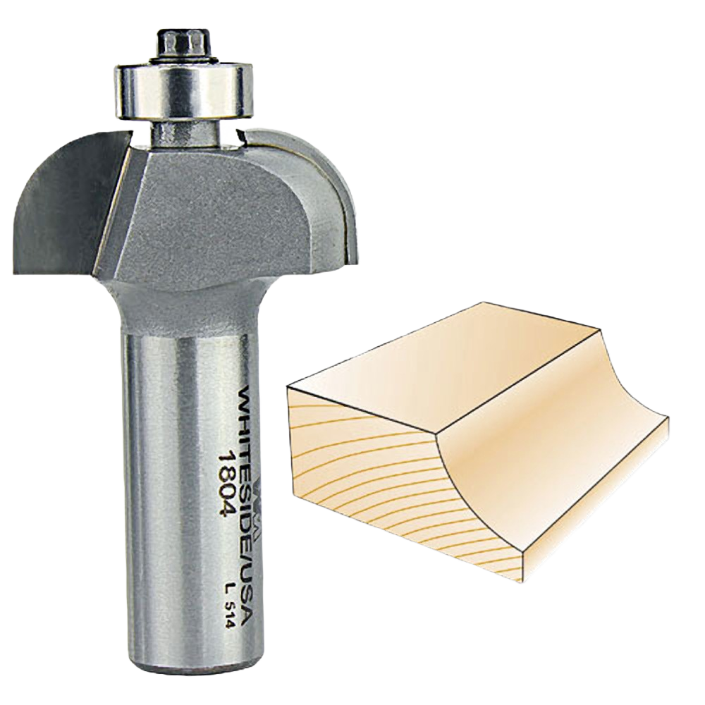 Carbide-tipped Whiteside cove router bit paired with sample wood edge, for precision woodworking projects under $50 collections