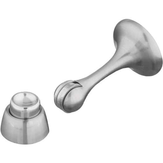 Satin nickel magnetic rigid door stop with zinc die-cast body for durable wall and door protection in home improvement collections
