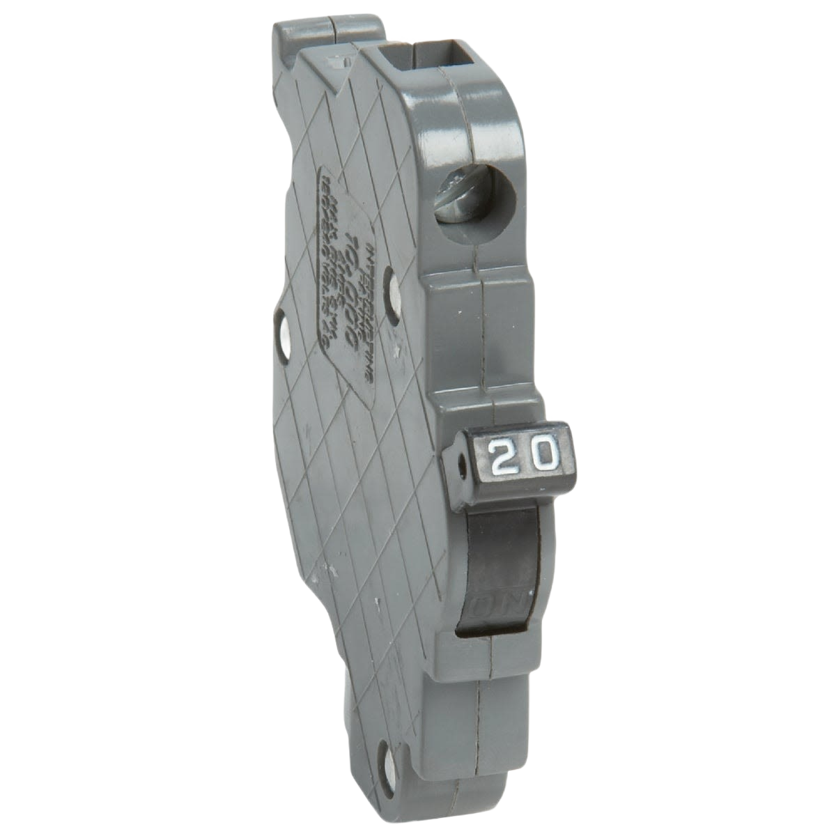Gray 20-amp single-pole electrical circuit breaker for home improvement and tools applications