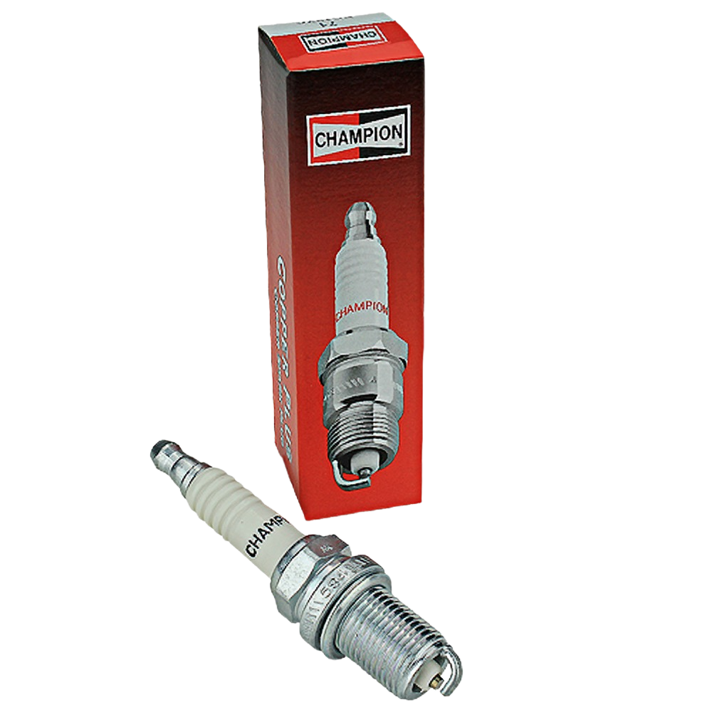 Champion spark plug with metal and ceramic construction, suitable for automotive and John Deere parts under $50 collections
