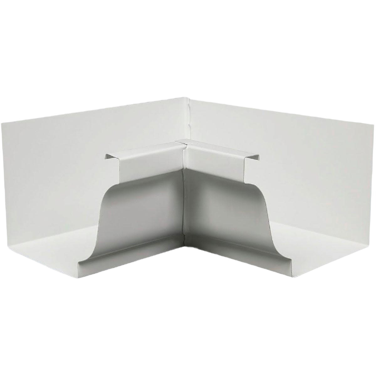 White aluminum inside corner box mitre designed for clean corner finishes in home improvement projects