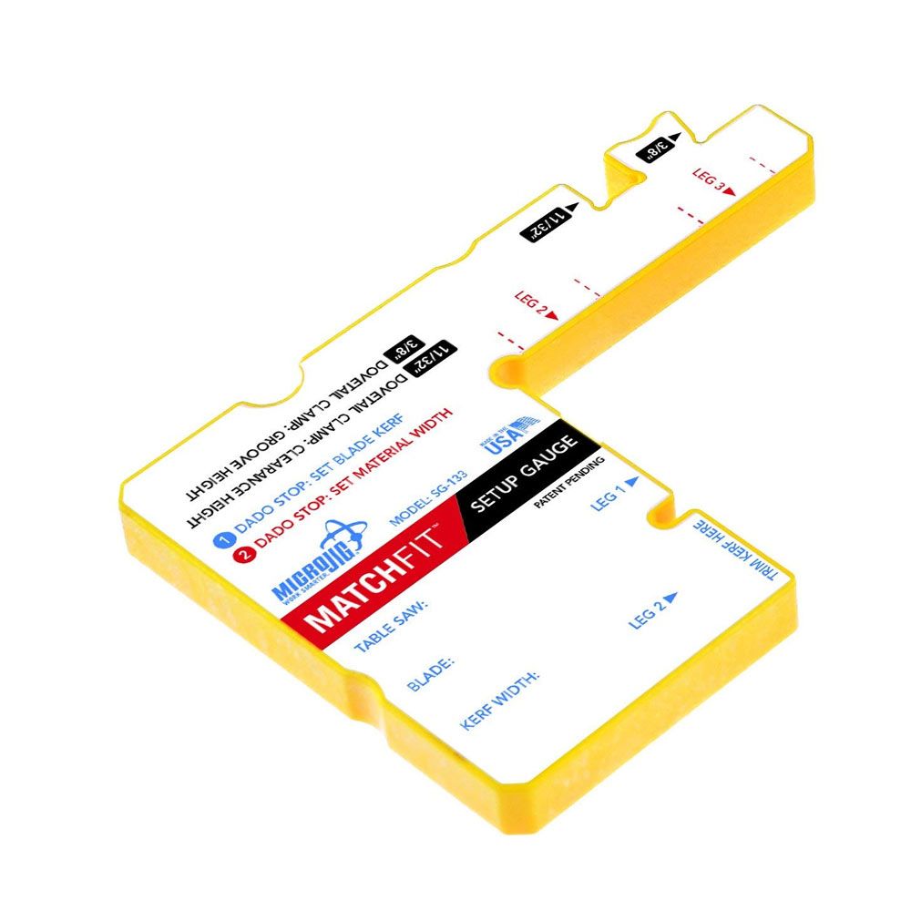 Compact yellow and white woodworking gauge for precise dado stop setup in saw accessories and power tool accessories collections