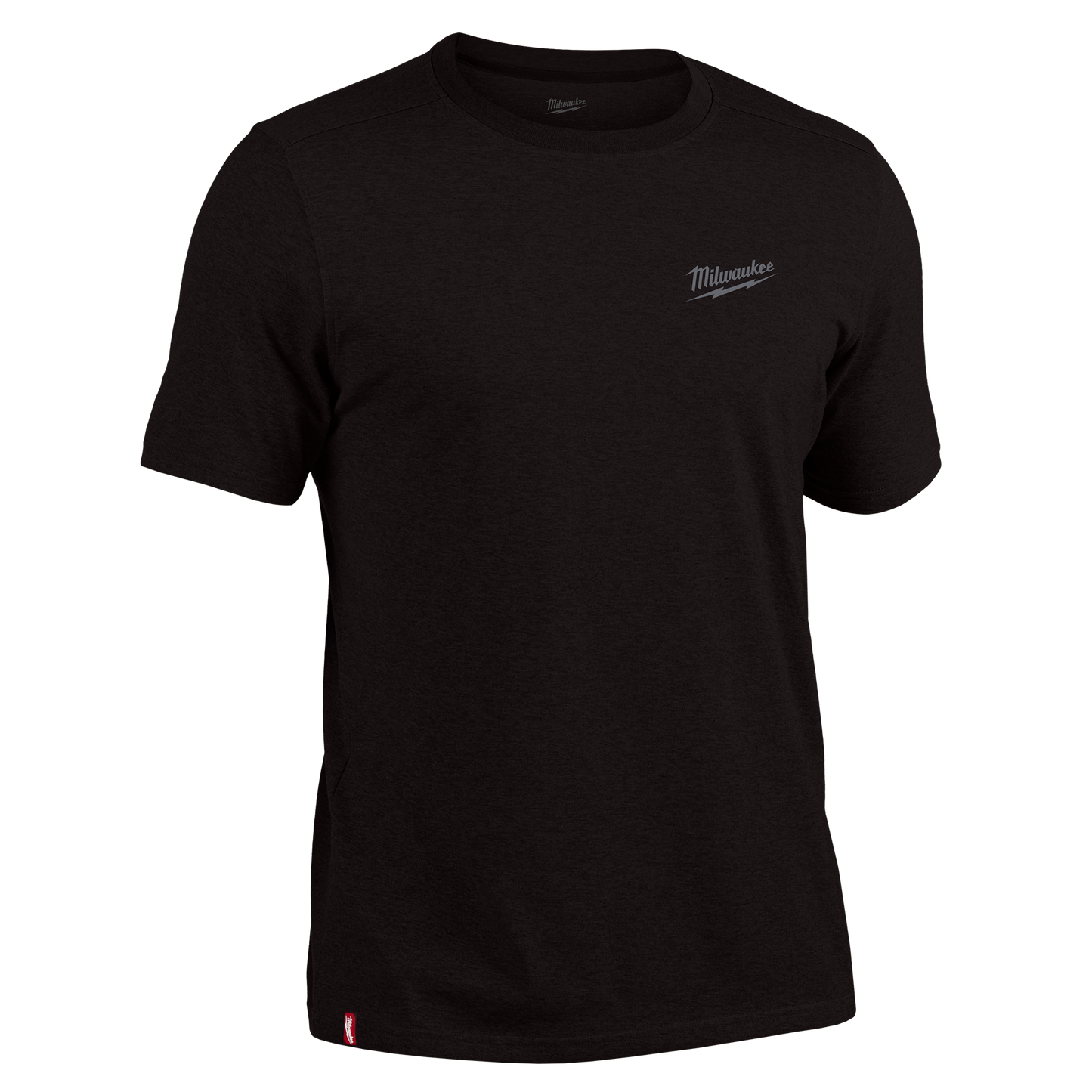 Black short sleeve work tee with subtle logo on chest designed for tools and home improvement use