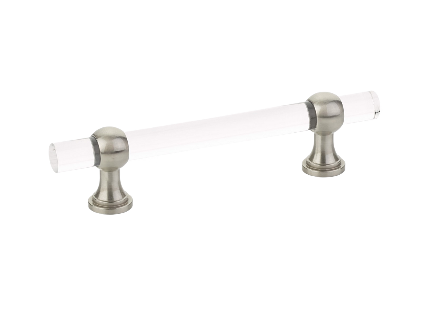 Satin nickel and acrylic adjustable cabinet pull in transitional style for furniture hardware and home improvement