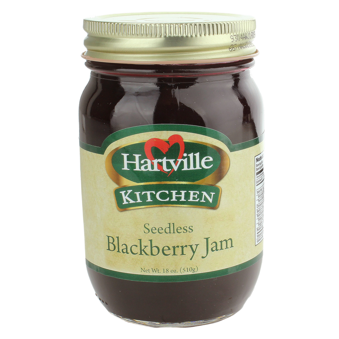 Hartville Kitchen seedless blackberry jam in glass jar, part of jams & jellies and food & beverage collections