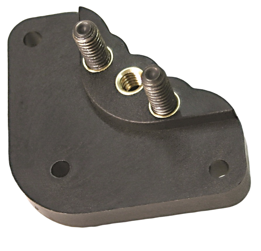 Black plastic insert plate with metal leveler screws for home improvement and woodworking tools
