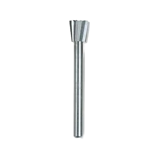 Steel carving bit with square-shaped tip, designed for precision work in woodworking and rotary tool projects