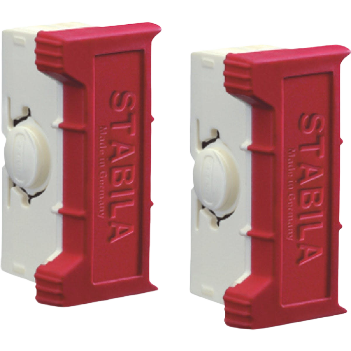 Pair of red and white replacement end caps with patented grips for woodworking and measuring tools under $50 collection
