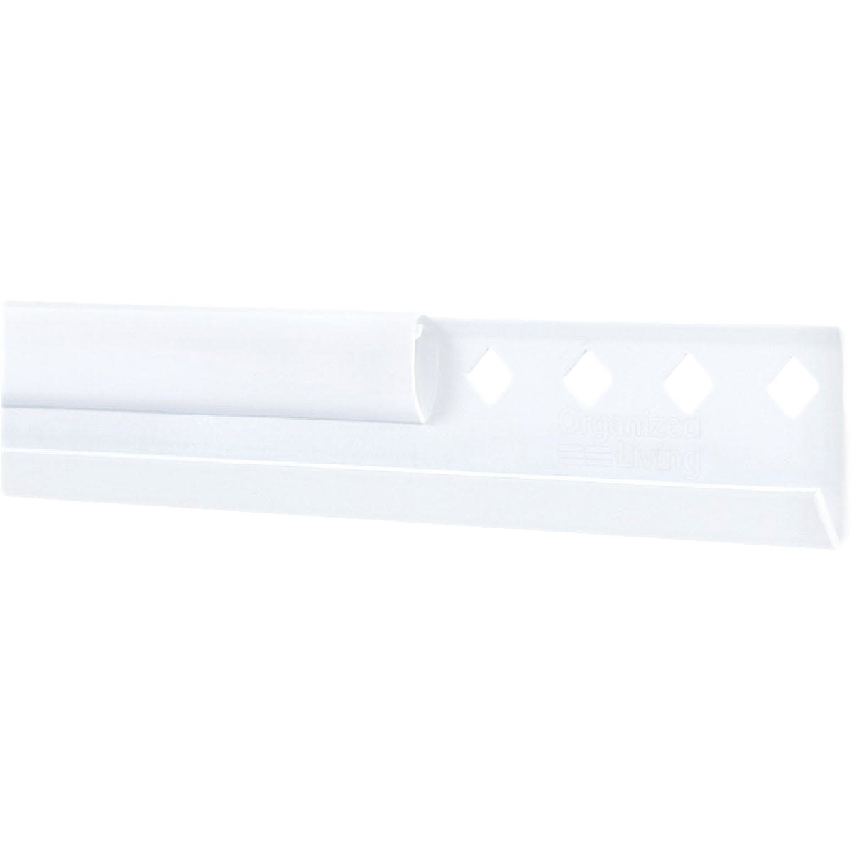 White epoxy-coated steel hanging rail with rosette anchor for secure wall storage and organization under $50 home improvement.