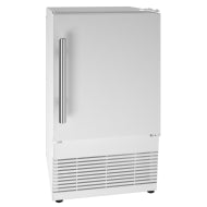 White crescent-style ice maker with stainless handle and vented base in kitchen appliances and refrigerators collection