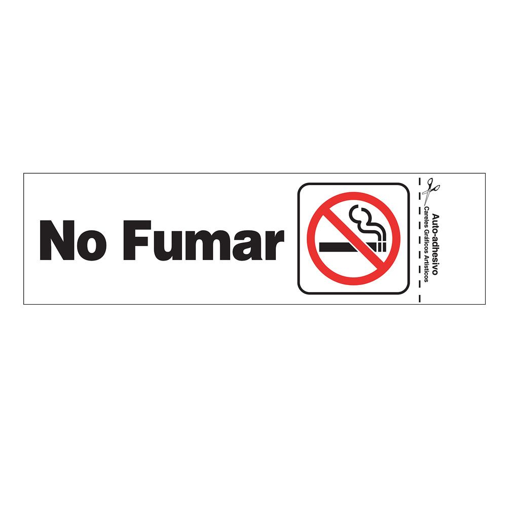 White plastic no smoking sign in Spanish with bold red and black print for hardware and home improvement collections