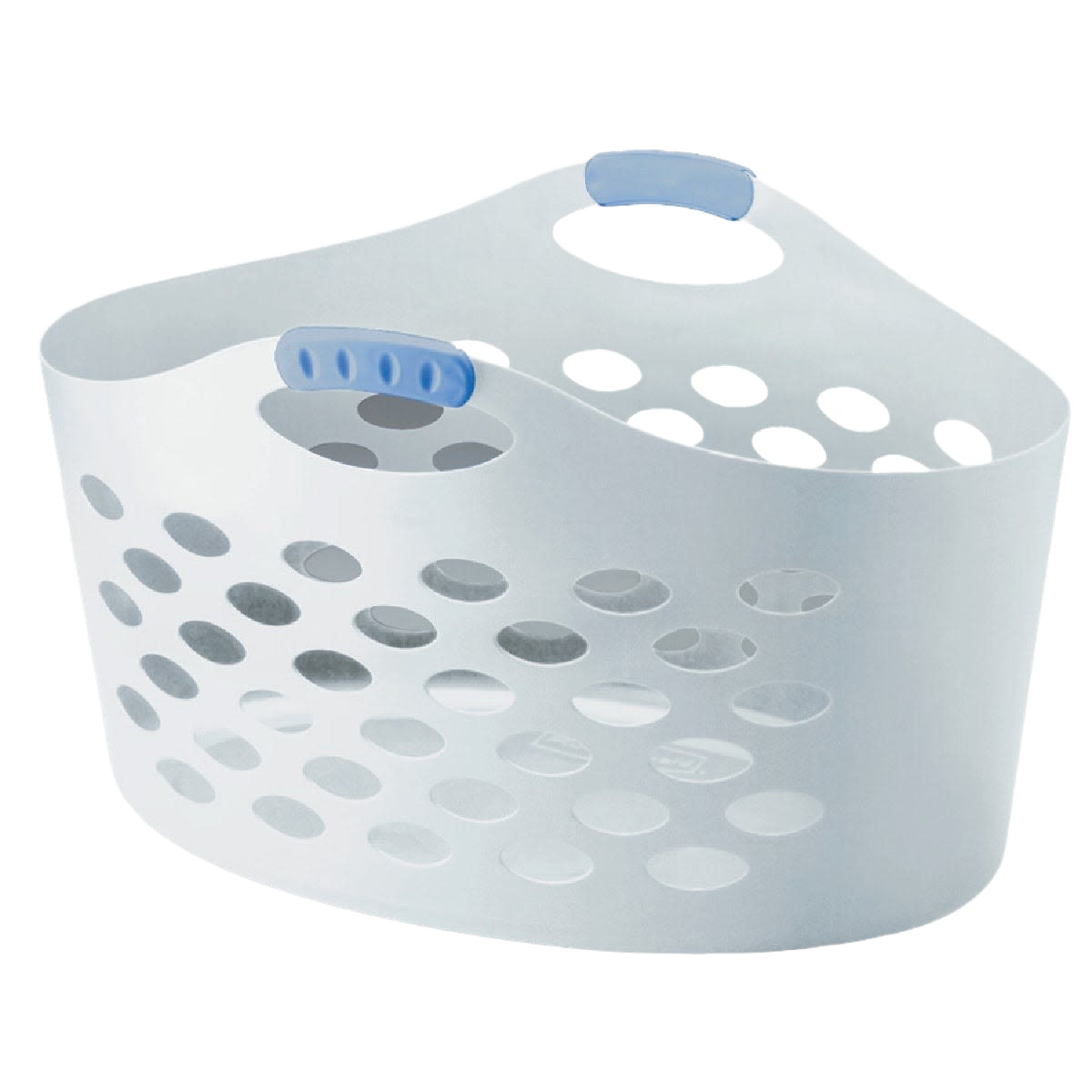 White flexible laundry basket with soft blue grips for laundry supplies and storage under $50 collection