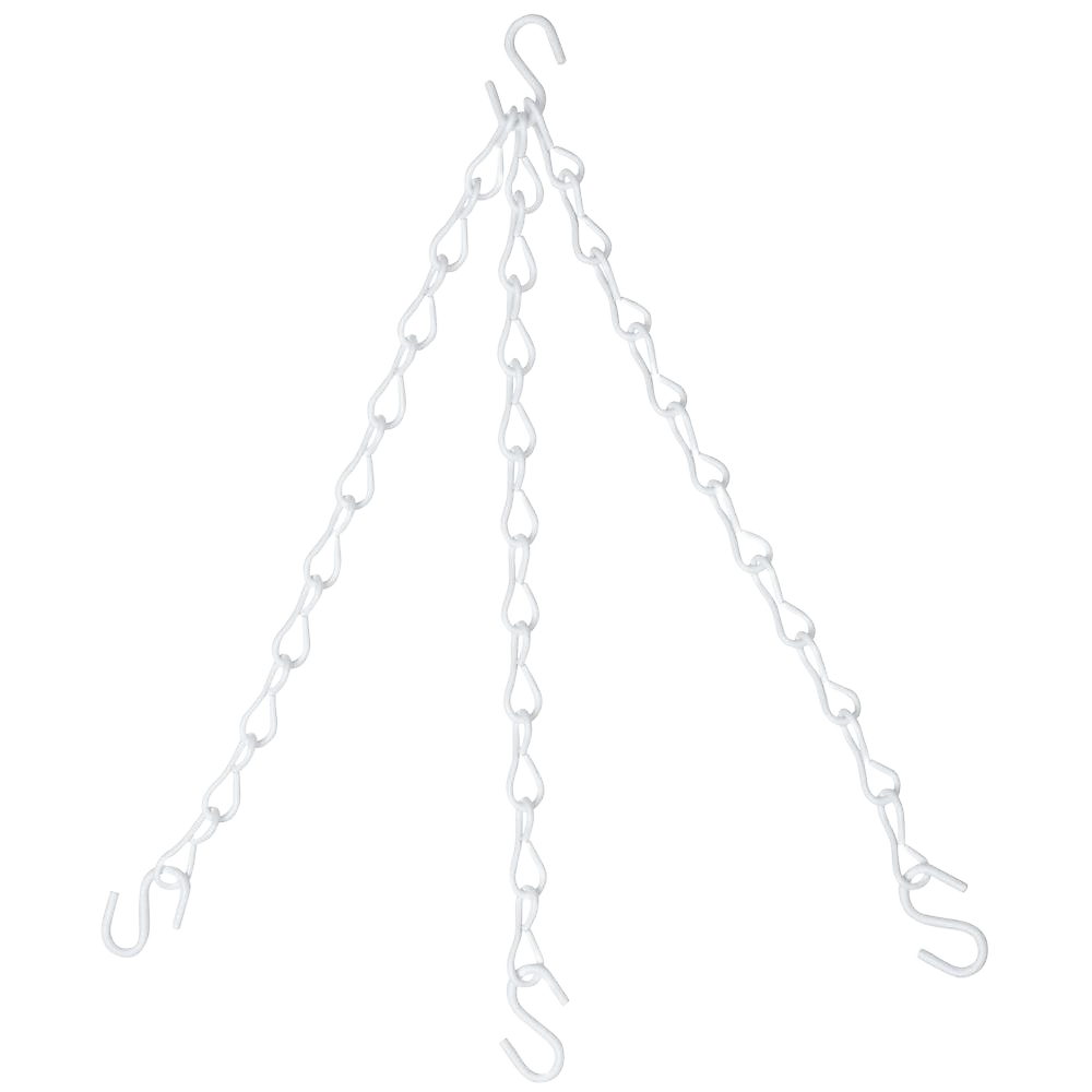 White metal hanging plant extension chain with multiple hooks for home improvement and gardening projects