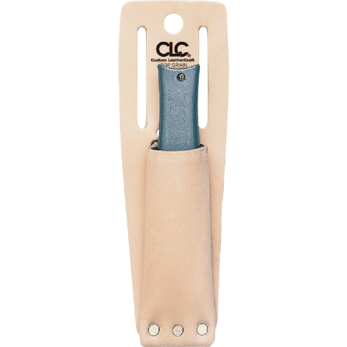 Top grain leather utility knife sheath with fiber liner and riveted bottom for tool storage and woodworking organization under $50