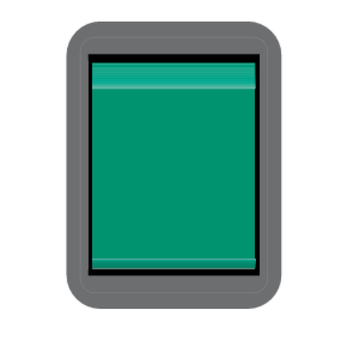 Green digital display screen with gray rounded frame, typical of control panels in appliances or tools collection