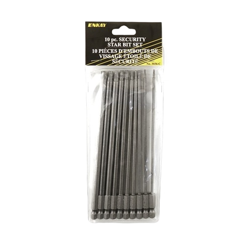 Set of 10 tamper proof star security driver bits for precise fastening in home improvement projects