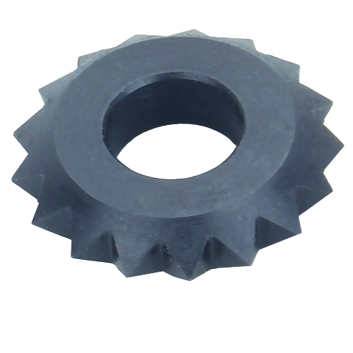 Black 17-tooth miniature texturing cutter made of tool steel for woodworking and home improvement tasks.