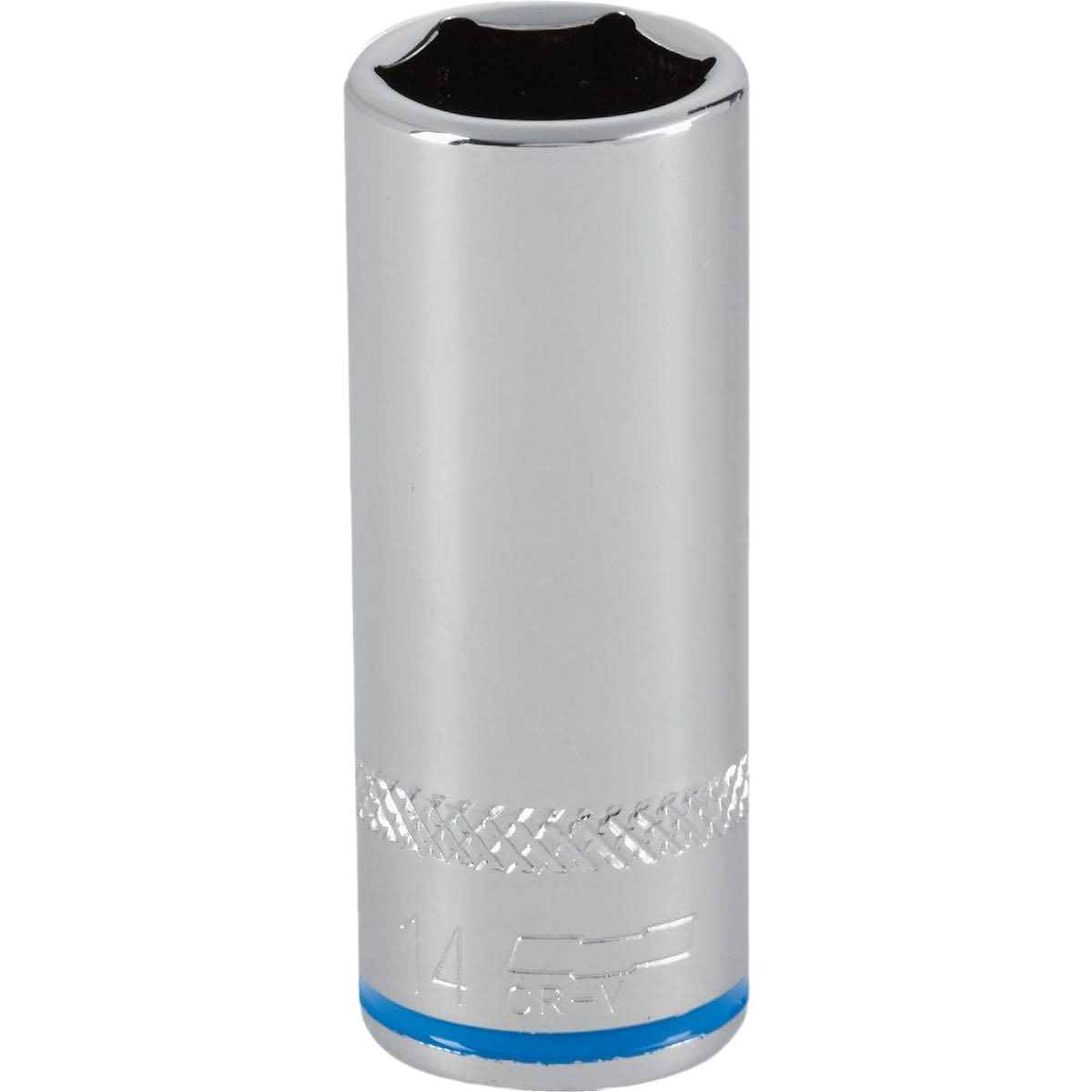 14mm 6-point deep chrome socket with color band and textured grip for hand tools and woodworking tool collections under $50