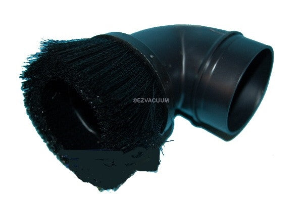 Black curved dusting brush attachment with dense bristles for vacuum cleaning in home improvement use