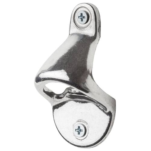 Sturdy silver wall-mounted bottle opener with two screws for secure mounting in kitchen gadgets and tools collections