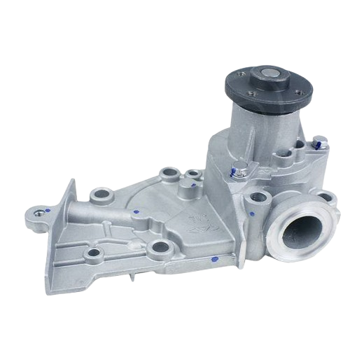 Silver automotive water pump with black pulley for tractor engine and mechanic tool replacement parts collections