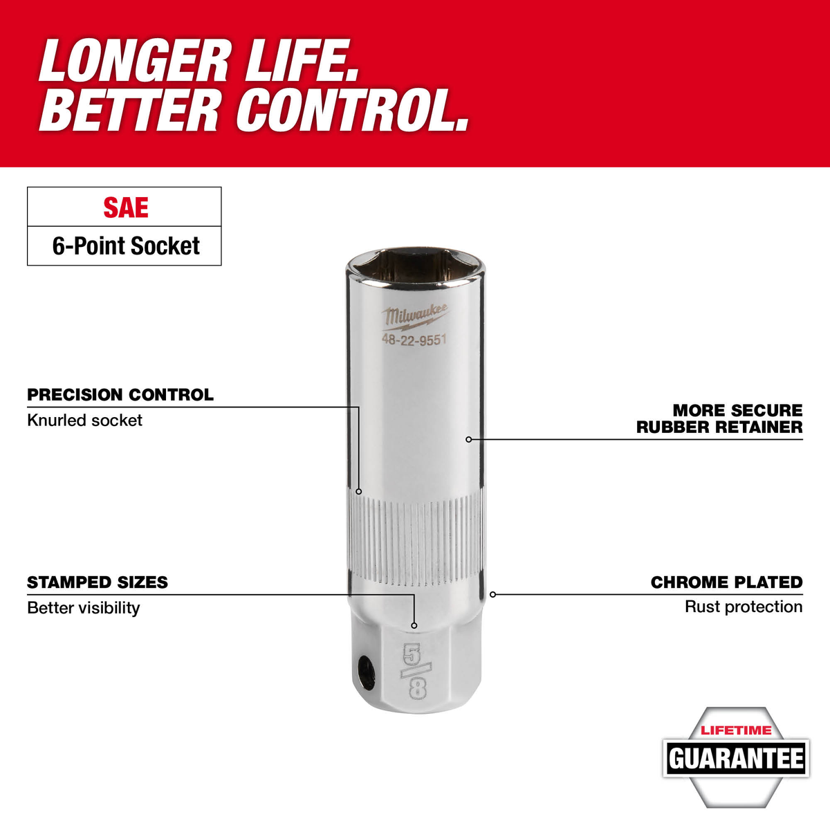 Milwaukee 3/8" Drive 9/16" Spark Plug Socket