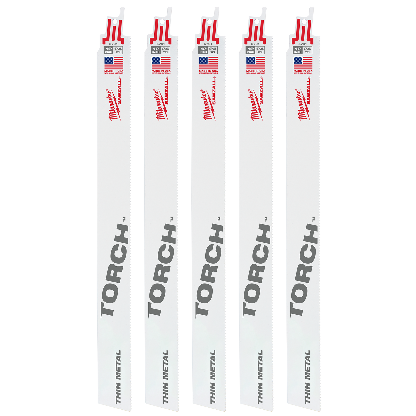Milwaukee 12" 24 TPI TORCH™ SAWZALL® Blade for Thin Metal (5 PK)