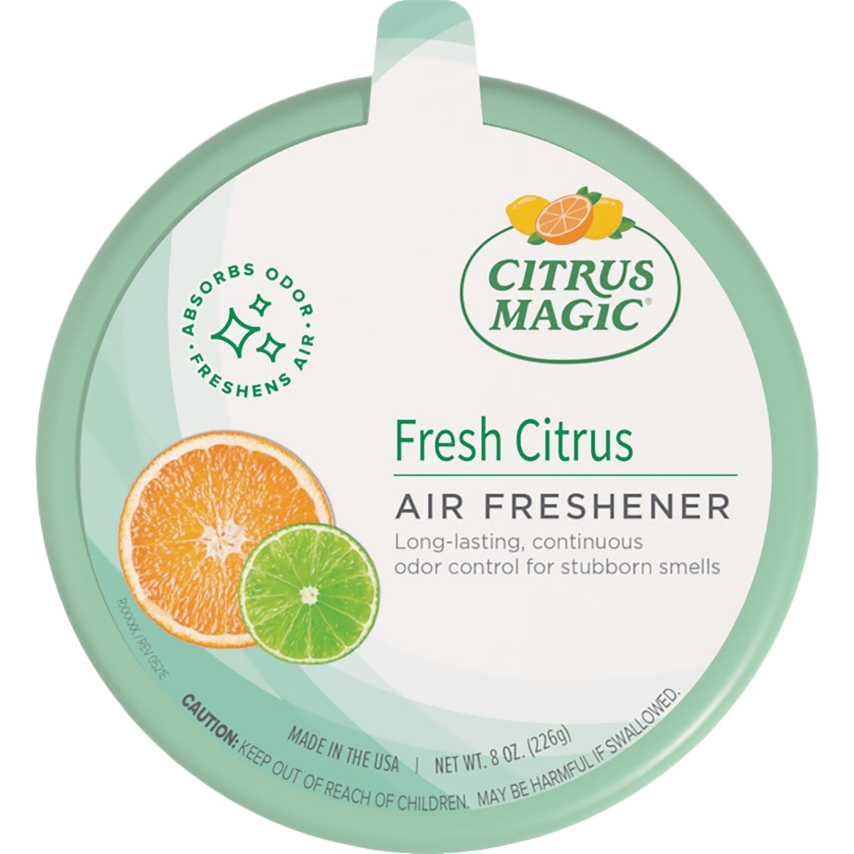 Round solid air freshener with fresh citrus scent for odor control in cleaning and household items under $50 collection